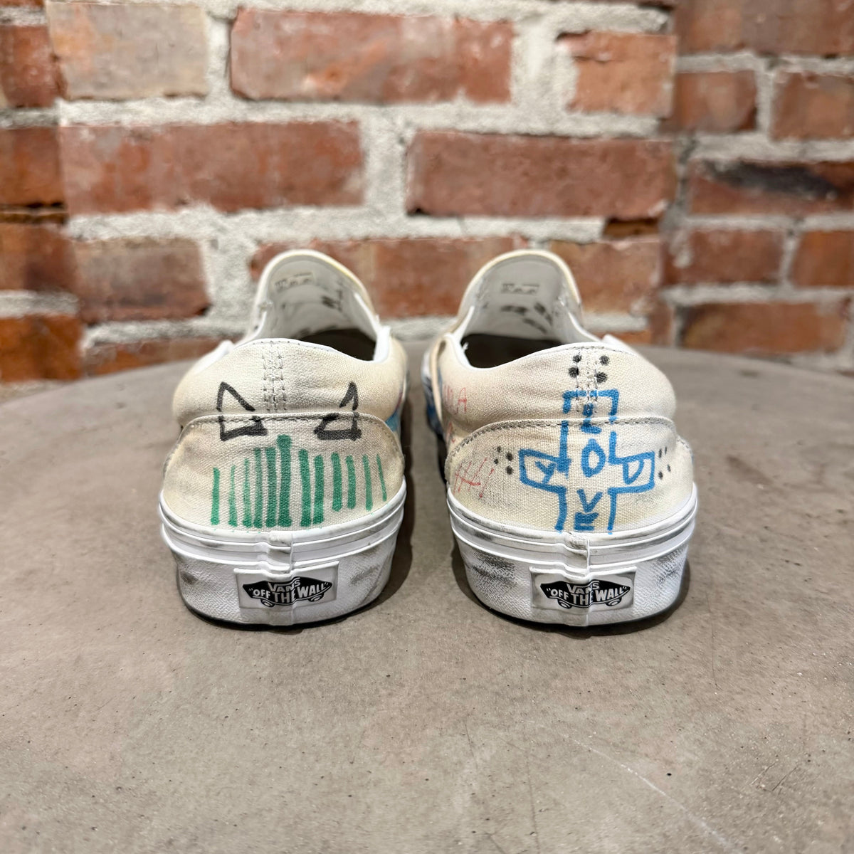 PALY HOLLYWOOD 1 OF 1 HAND PAINTED VANS SLIP ONS ‘WHITE’