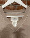 MAISON MARGIELA V-NECK WOOL SWEATER ‘SAND’