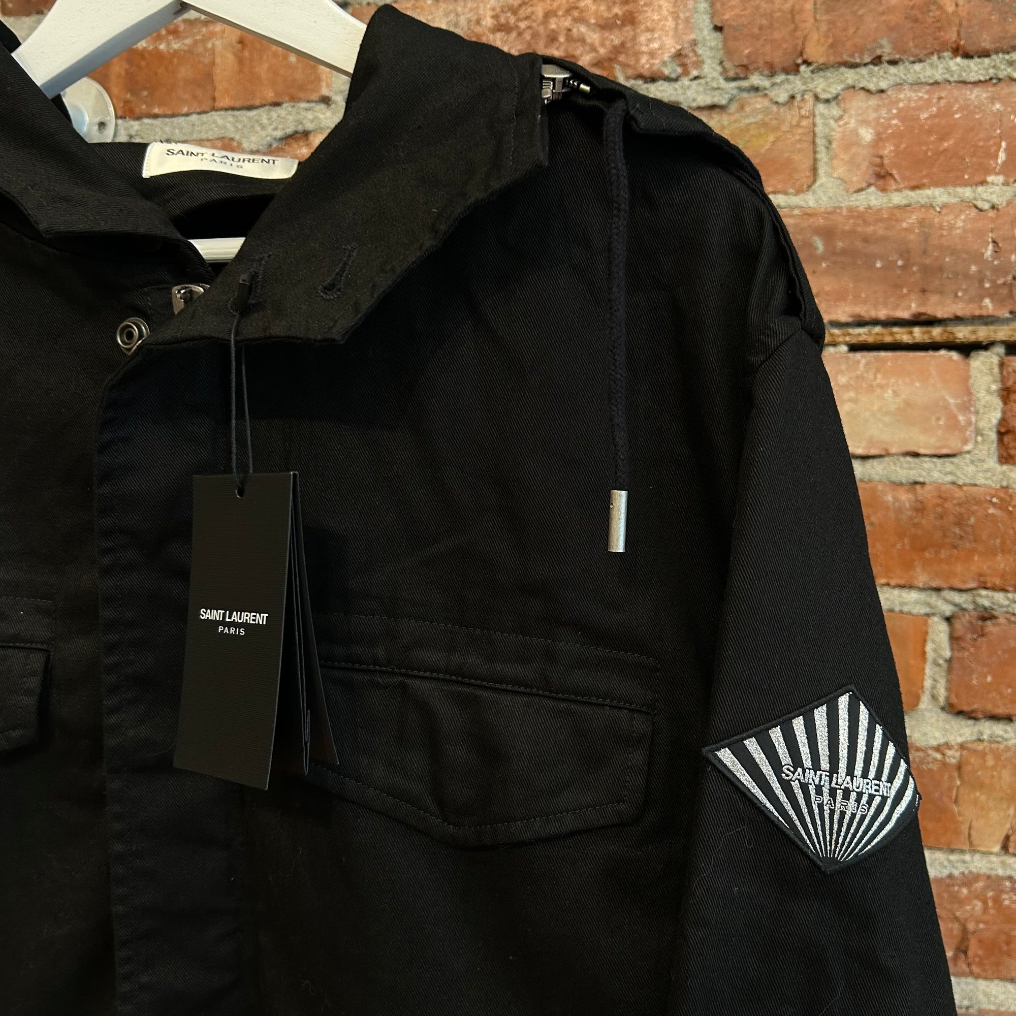 SAINT LAURENT SS19 GABERDINE MILITARY PARKA ‘BLACK’