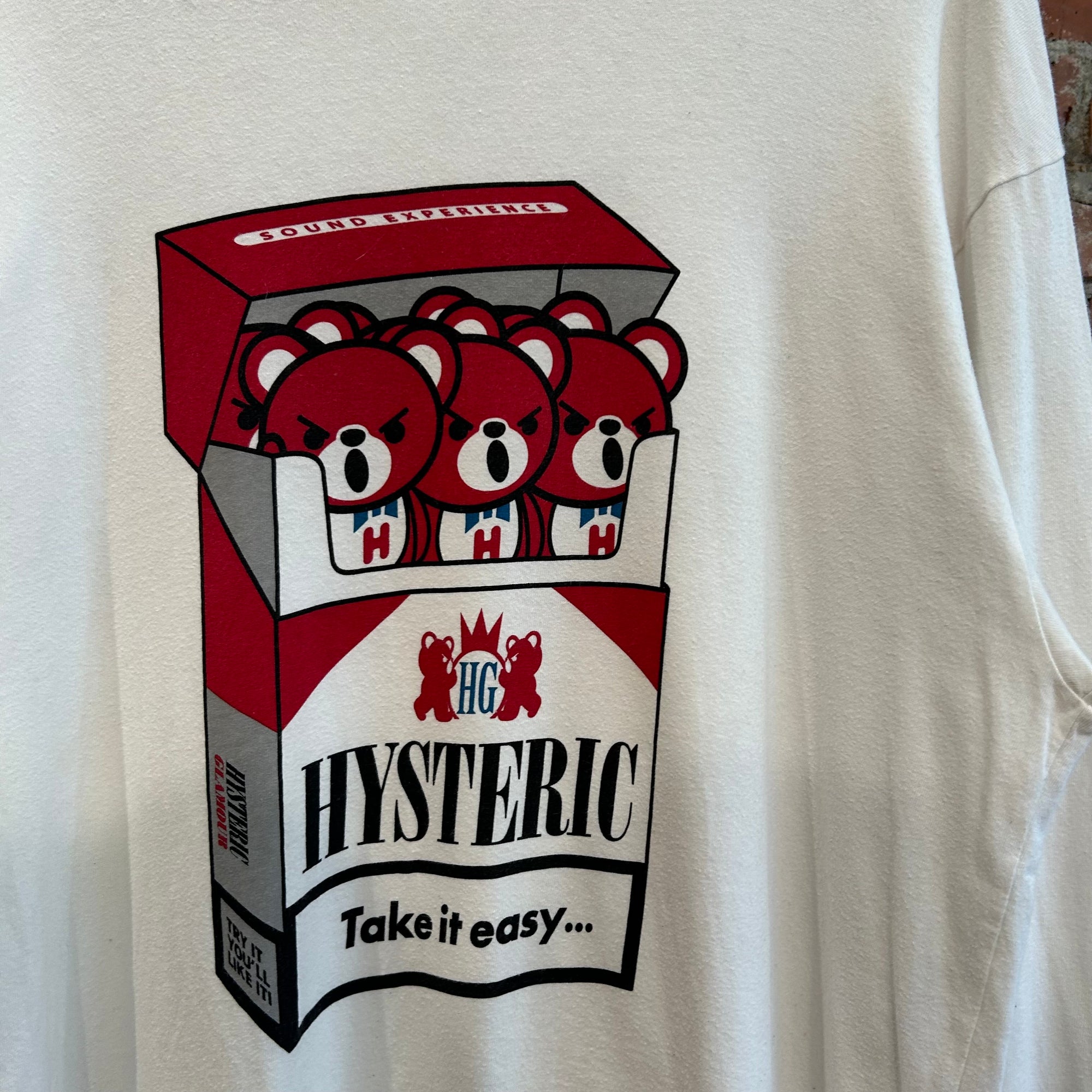 HYSTERIC GLAMOUR SMOKING BEAR LONGSLEEVE 'WHITE/RED'