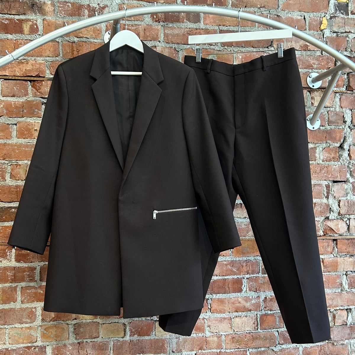 JIL SANDER SHARP WOOL SERGE JACKET &amp; PANTS ‘BROWN’