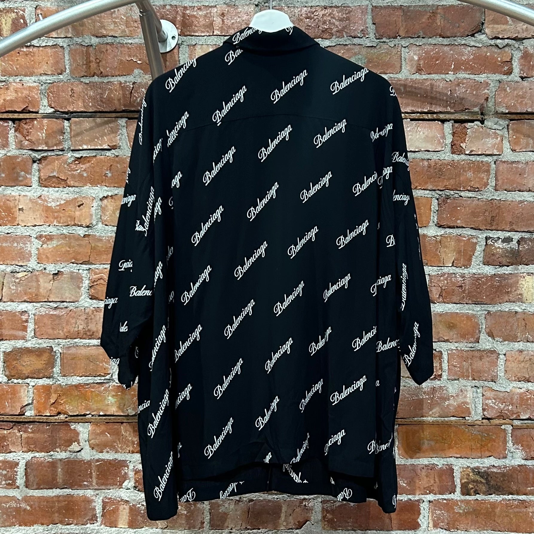 BALENCIAGA SS20 OVESIZED LOGO PRINT POPLIN SHIRT ‘BLACK’