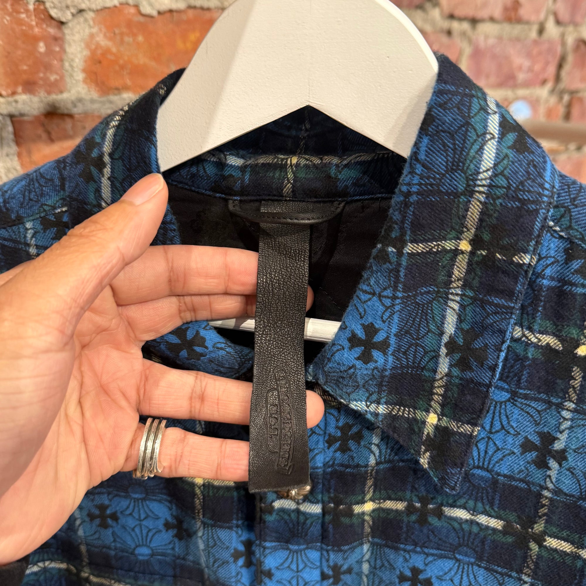 CHROME HEARTS MONOGRAM WORK DOG FLANNEL ‘BLUE’