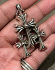 CHROME HEARTS SMALL TRIPLE CROSS NECKLACE ‘SILVER’