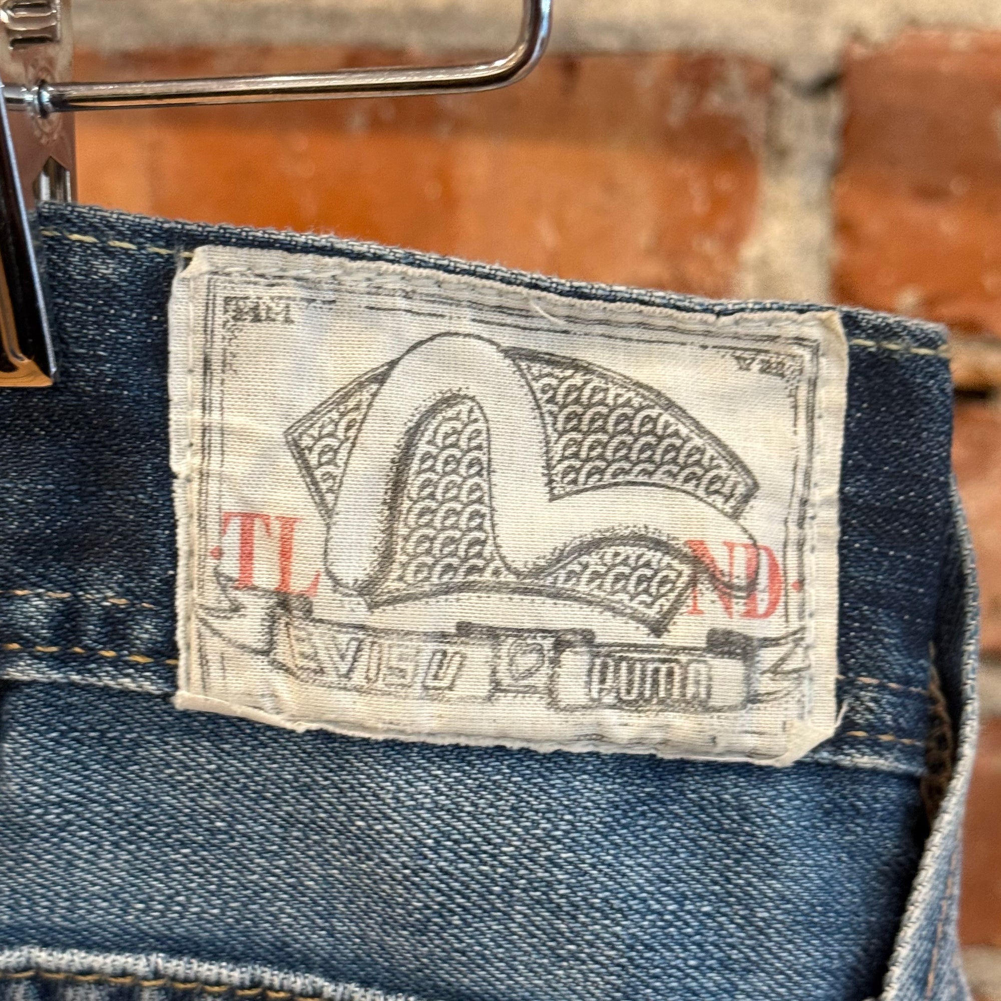 EVISU X PUMA THRASHED STRAIGHT LEG DENIM 'BLUE/MINT'