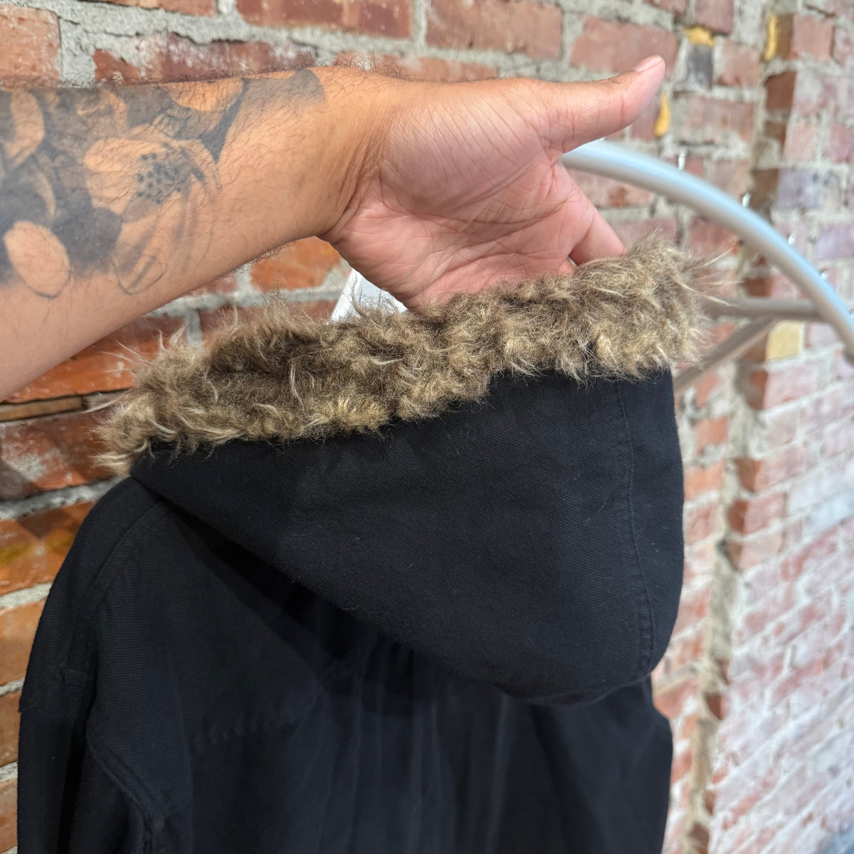 SUPREME FW24 FUR HOODED FLANNEL ‘BLACK’
