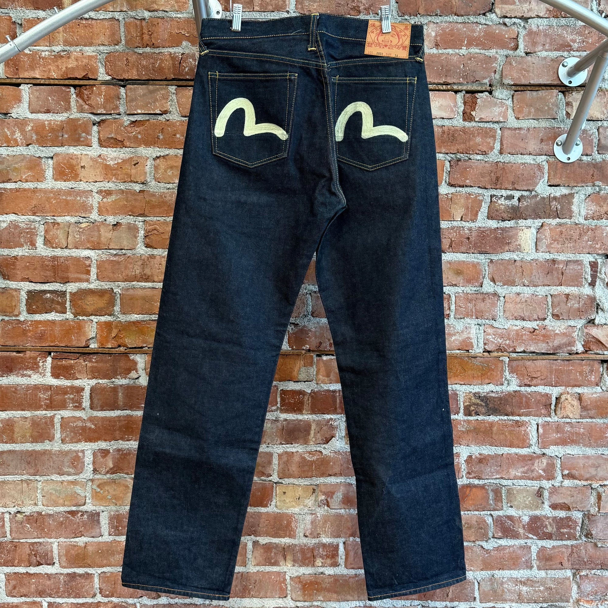 EVISU LOT 0001 SLIM STRAIGHT DENIM 'INDIGO/IVORY'