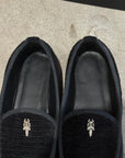 CHROME HEARTS CORDUROY DAGGER SLIPPERS ‘BLACK’