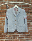 THOM BROWNE RWB PINSTRIPE SINGLE BREAST JACKET ‘BLUE’