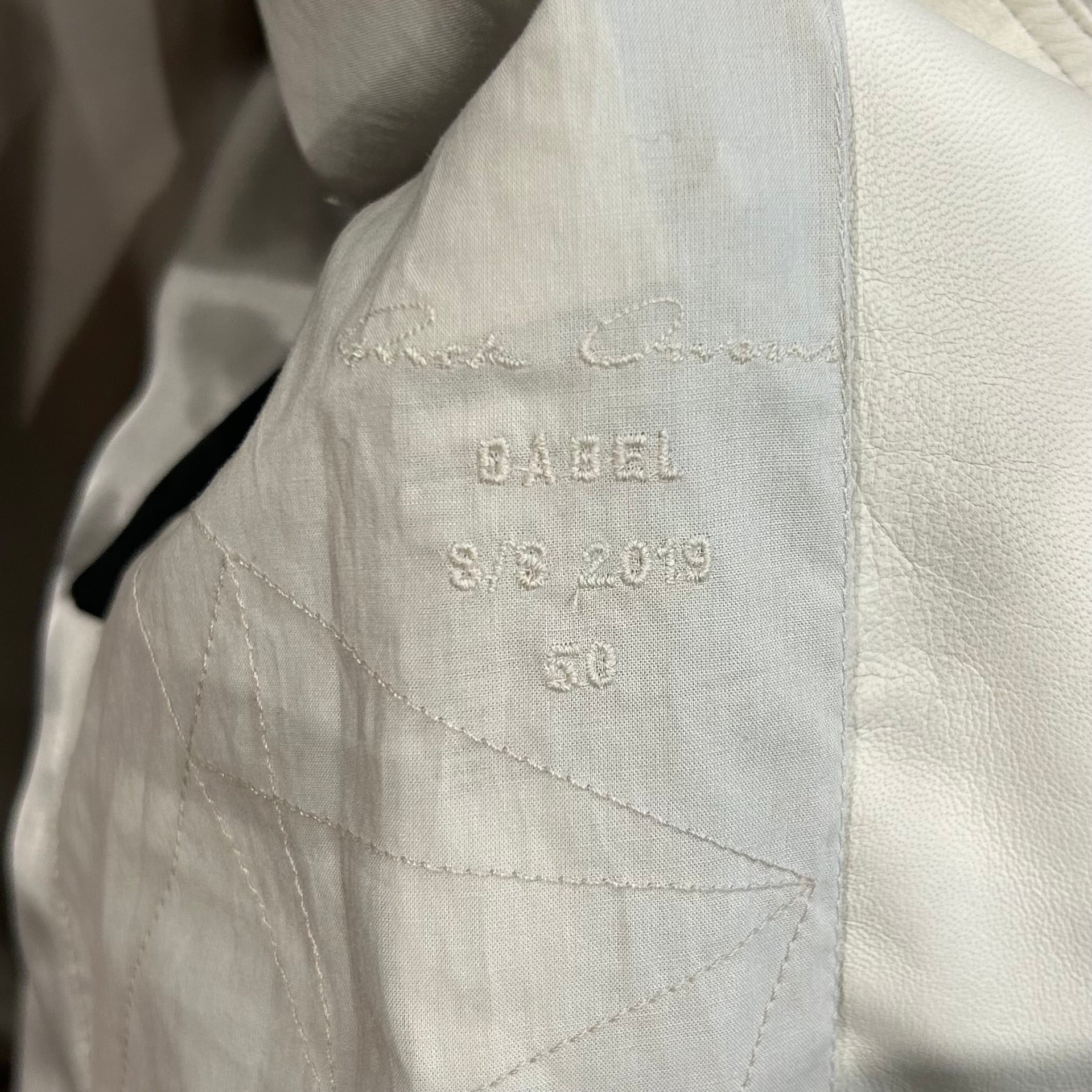 RICK OWENS SS19 BABEL LAMBSKIN MOTO LEATHER JACKET 'OYSTER'