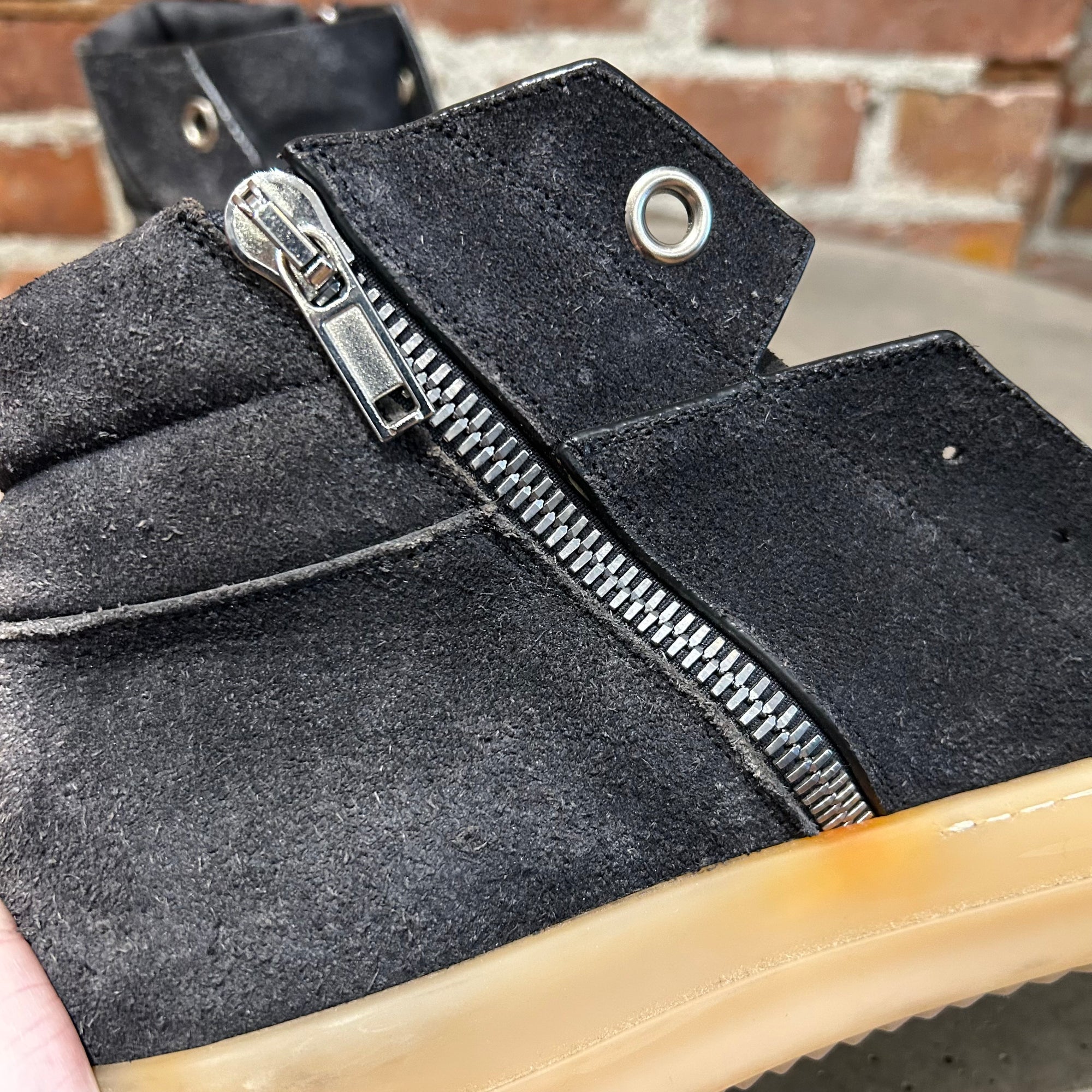 RICK OWENS MAINLINE BLISTERED LEATHER ISLAND DUNKS ‘BLACK’