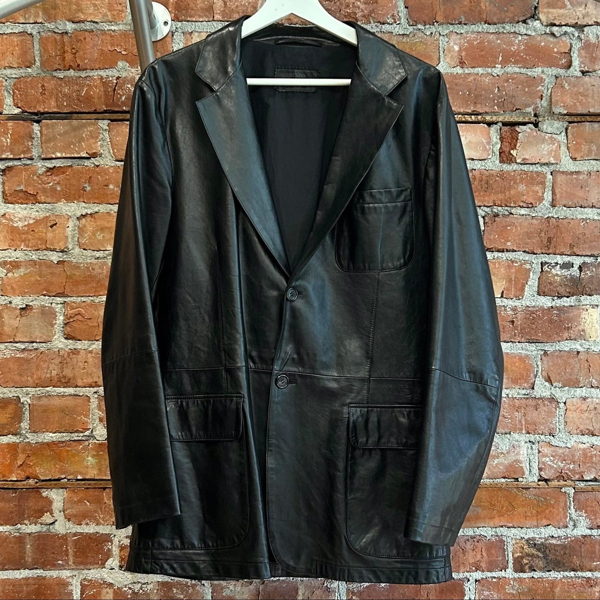PRADA FW00 LEATHER LAMBSKIN SPORT COAT ‘BLACK’