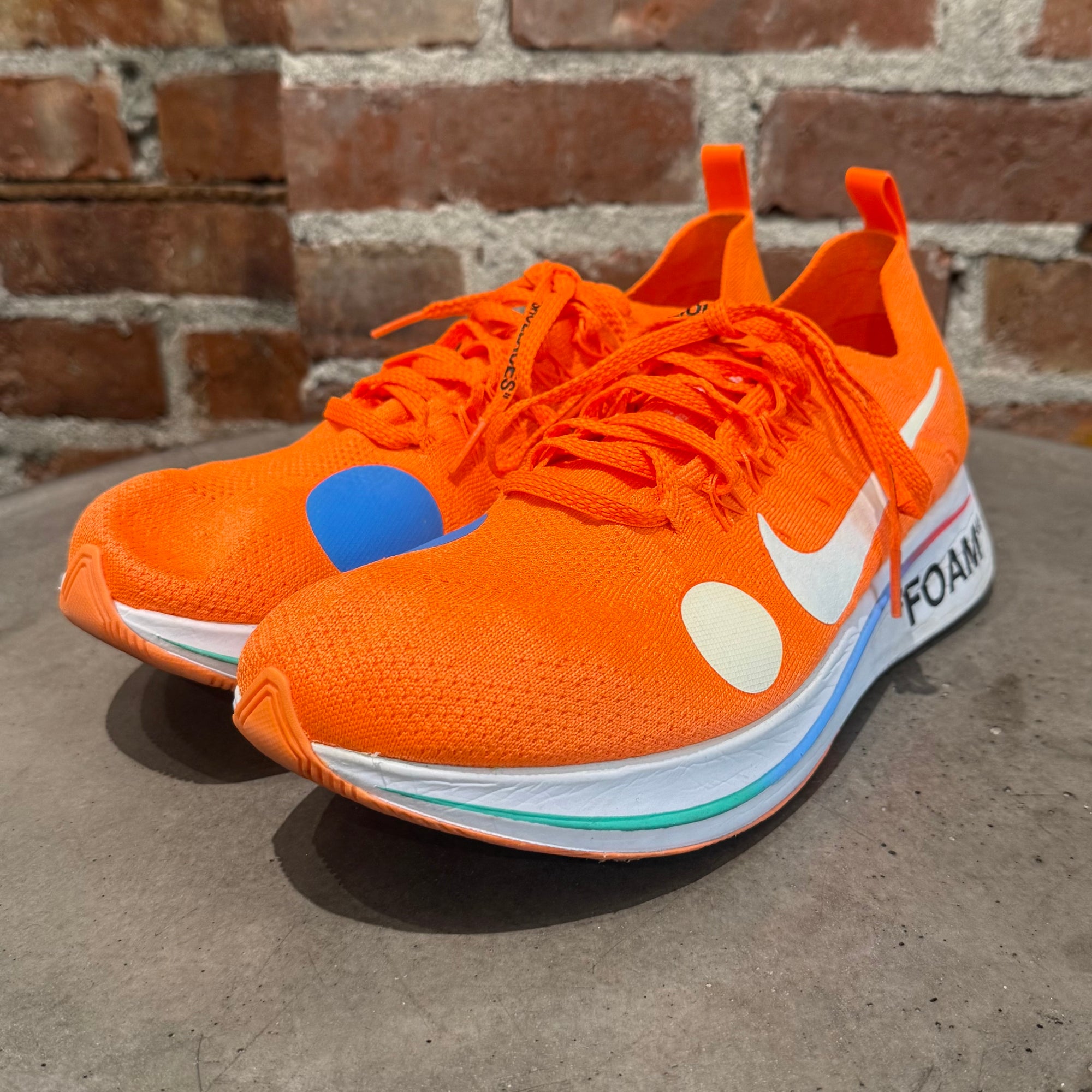 OFF WHITE X NIKE MERCURIAL ZOOM FLY SNEAKERS ‘ORANGE’