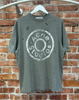ACNE STUDIOS OVERSIZED LOGO DISTRESSED TEE ‘SAGE’