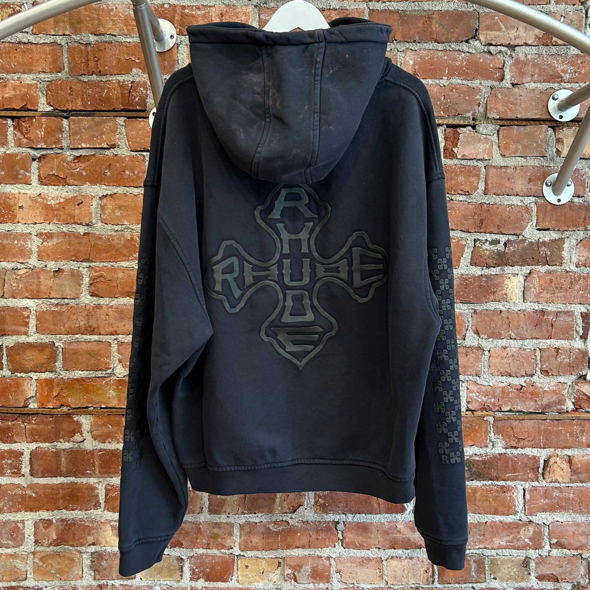 RHUDE CROSS MONOGRAM PULLOVER HOODIE ‘BLACK’