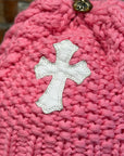 CHROME HEARTS CASHMERE CROSS PATCH BEANIE ‘PINK’