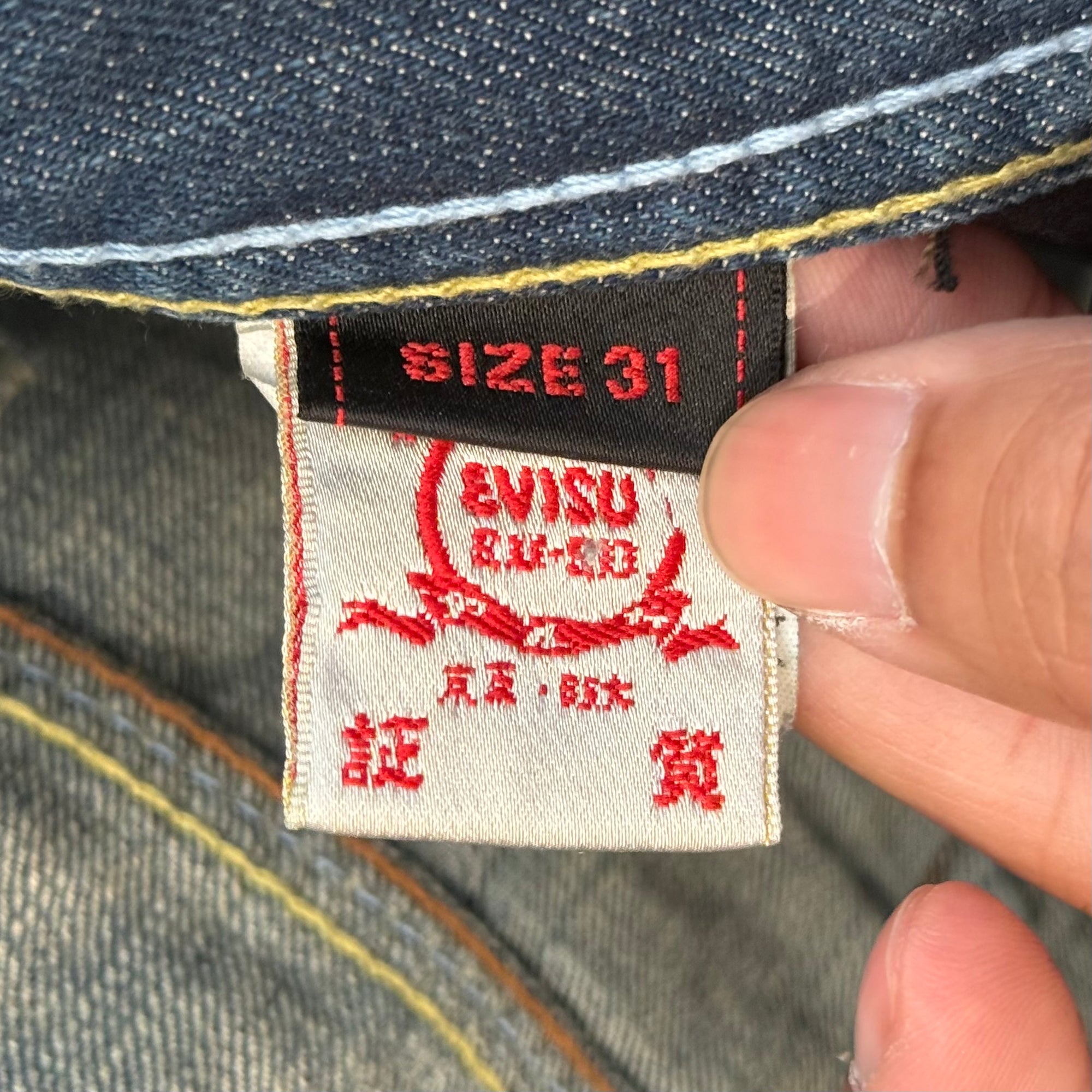 EVISU EU EXCLUSIVE THRASHED DENIM 'VINTAGE BLUE/IVORY'