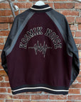GU X UNDERCOVER KOSMIK NOISE VARSITY JACKET ‘BLACK/MAROON’