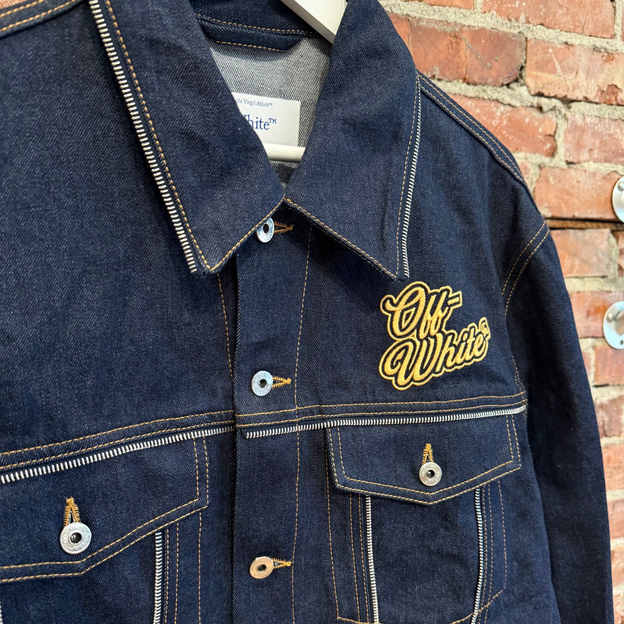 OFF-WHITE 90S SKATE LOGO DENIM TRUCKER JACKET ‘NAVY’