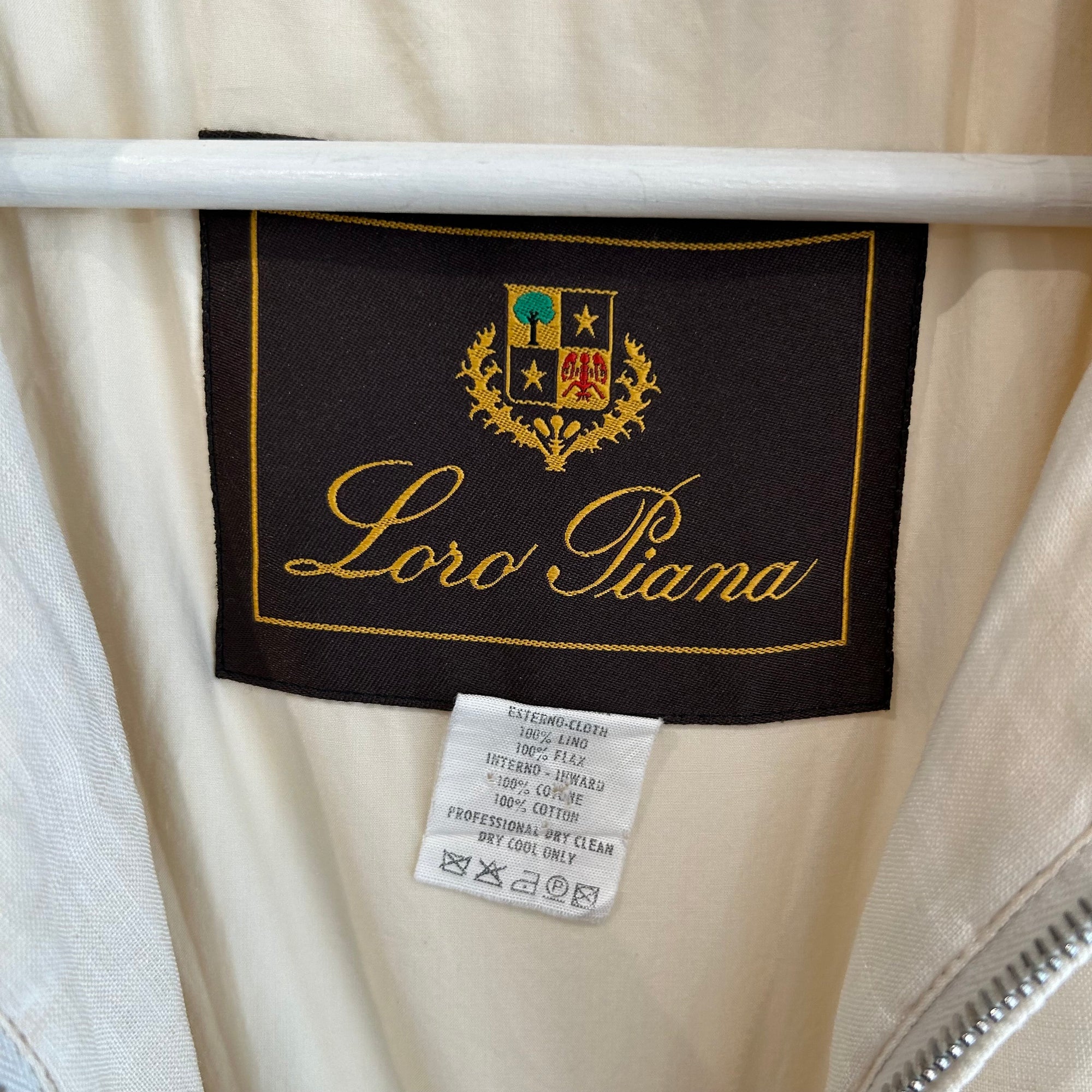 LORO PIANA 90S VINTAGE STORM SYSTEM HARRINGTON JACKET ‘CREAM’