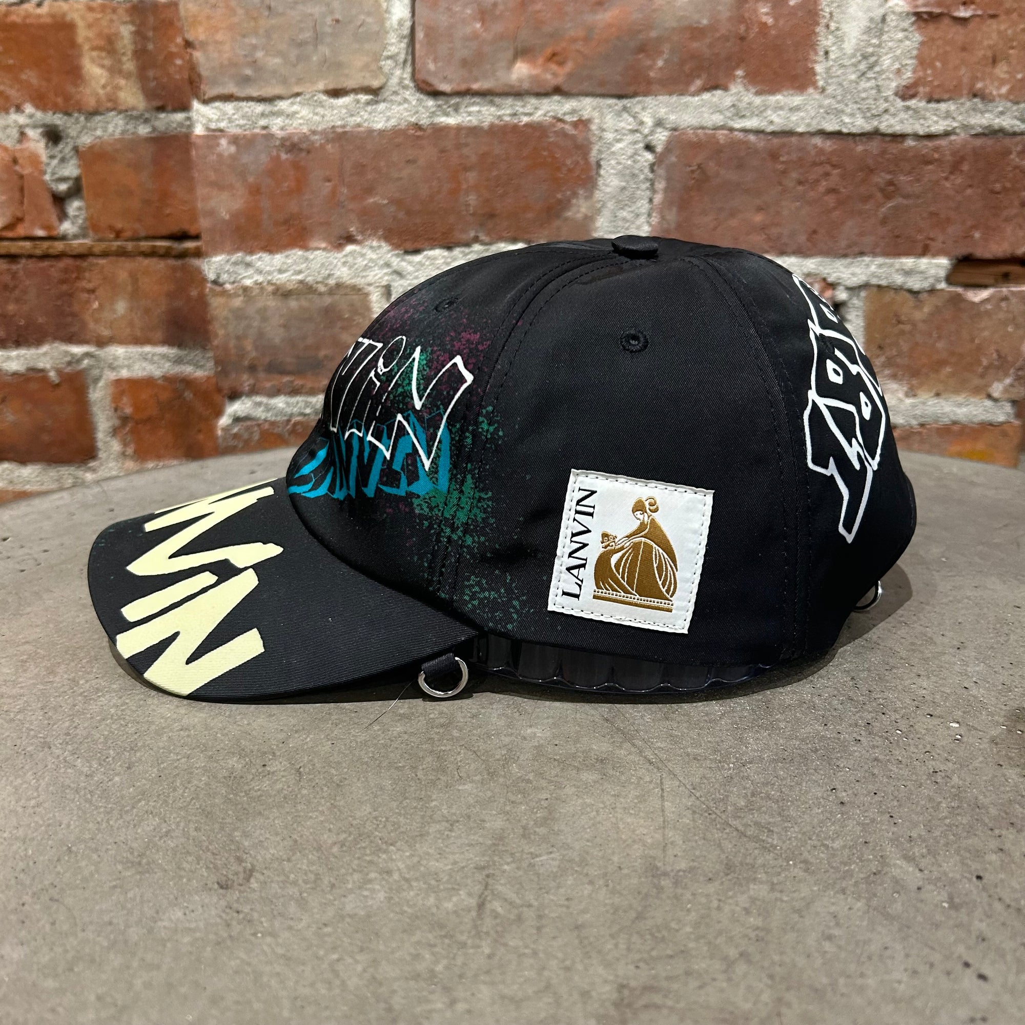 LANVIN PUNK GRAFFITI PRINT CAP ‘BLACK’