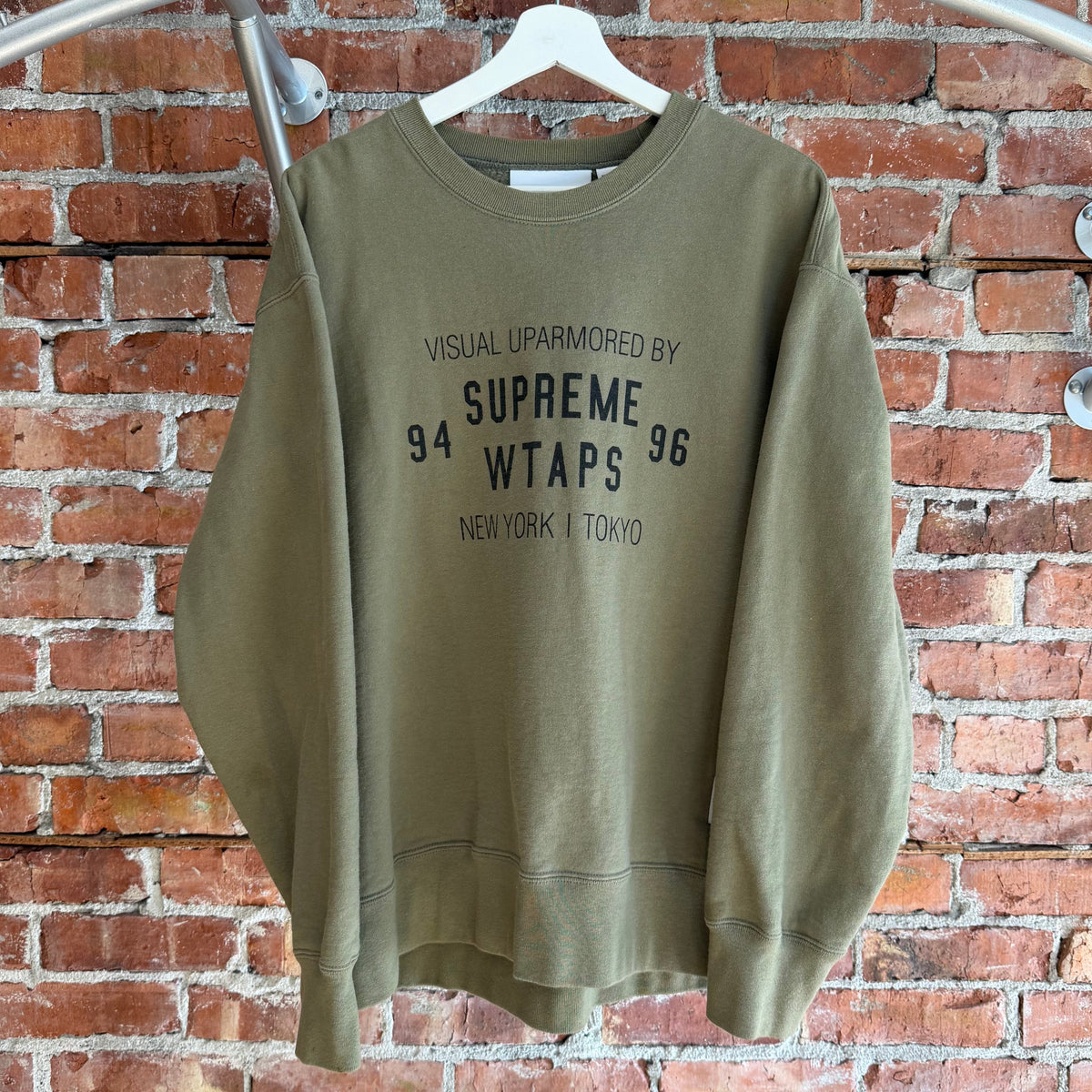 SUPREME FW21 WTAPS UPARMORED LOGO CREWNECK ‘OLIVE’