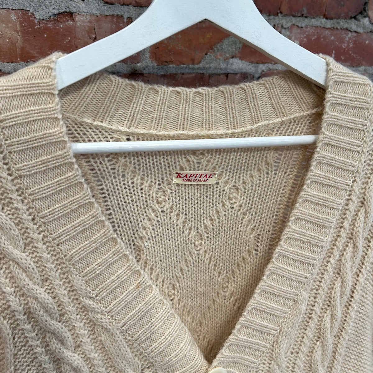 KAPITAL 5G KNIT SMILEY CARDIGAN ‘CREAM’