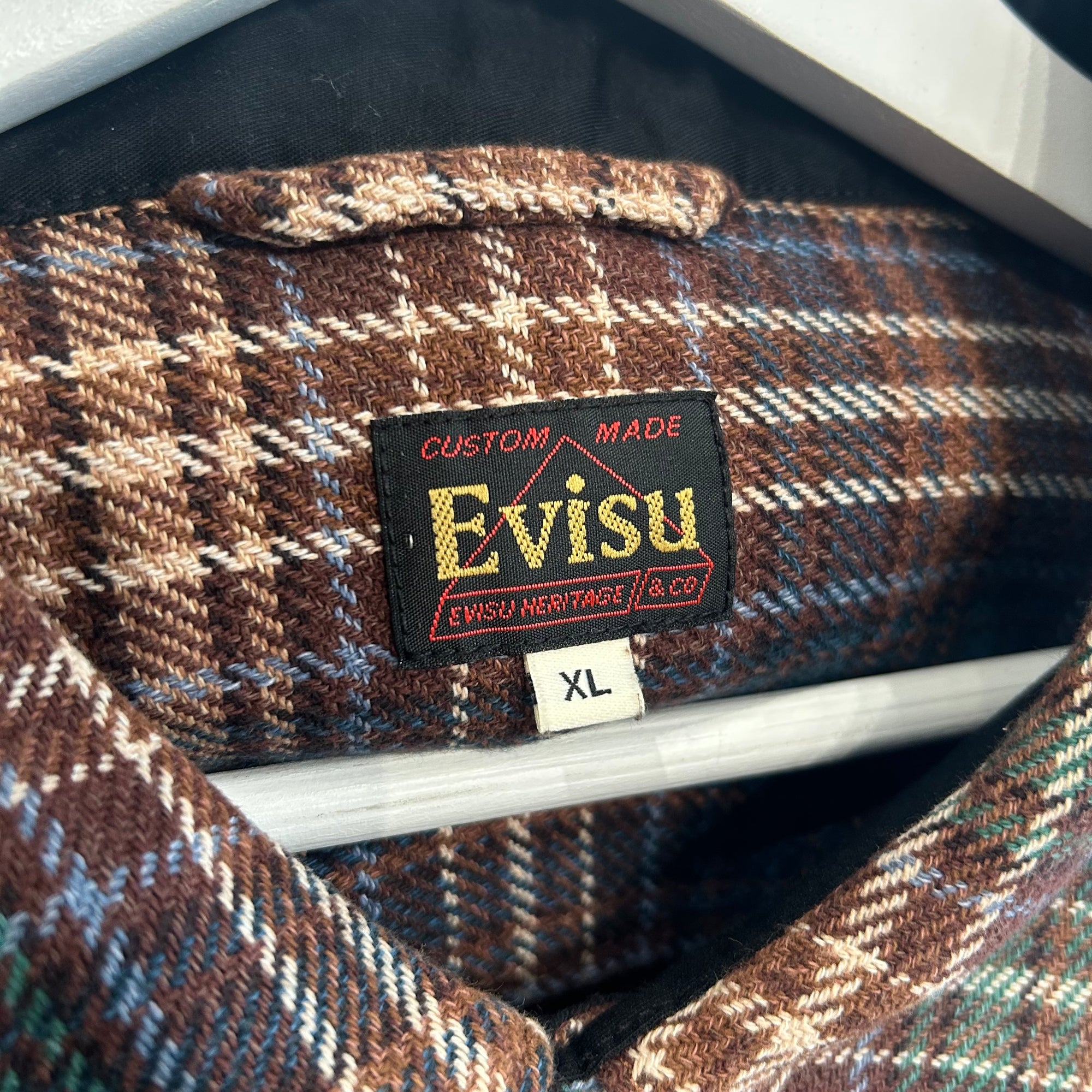 EVISU DISTRESSED FLANNEL 'GREEN'
