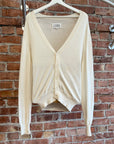 MAISON MARGIELA ELBOW PATCH WOOL BLEND CARDIGAN ‘CREAM’