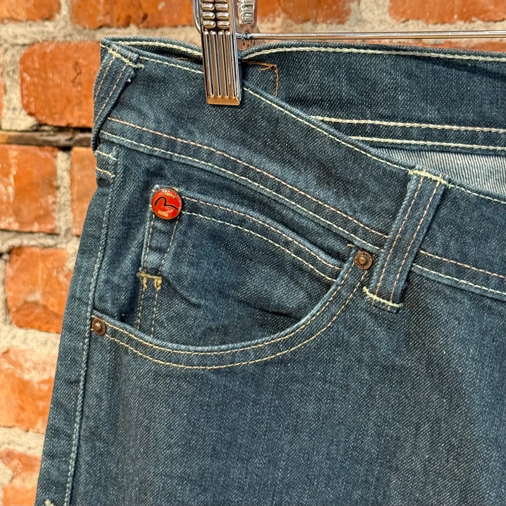 EVISU X PUMA LOW-RISE BOOTCUT DENIM ‘INDIGO/MINT’