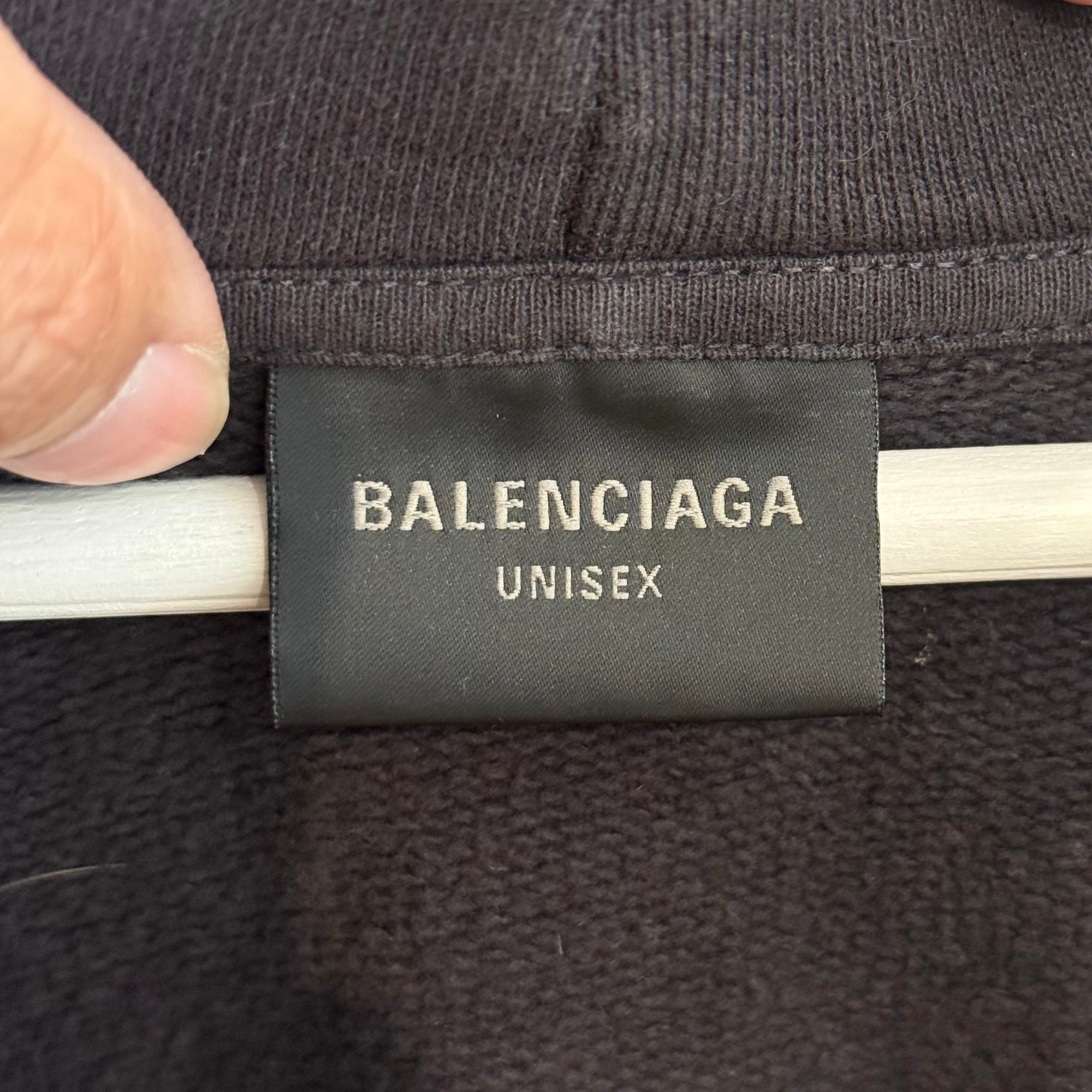 BALENCIAGA FW25 BLACKLETTER SCRIPT PULLED ZIP HOODIE ‘BLACK’