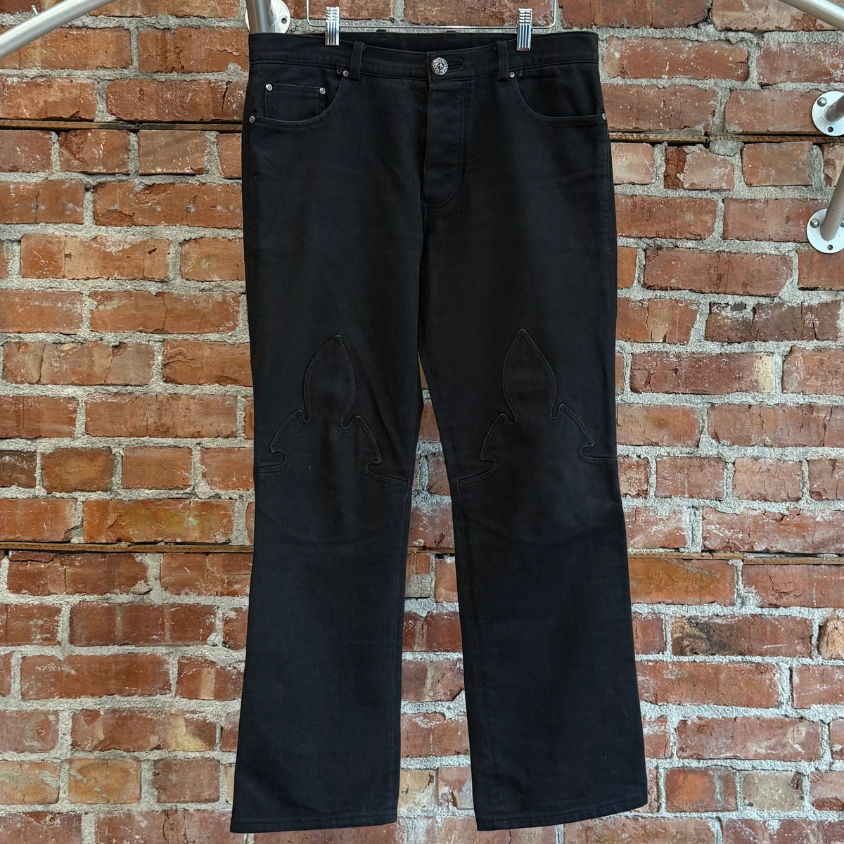 CHROME HEARTS FLEUR KNEE STRAIGHT LEG DENIM ‘BLACK’