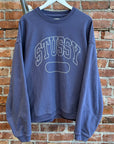 STUSSY COLLEGIATE LOGO BOXY CREWNECK ‘WASHED PURPLE’