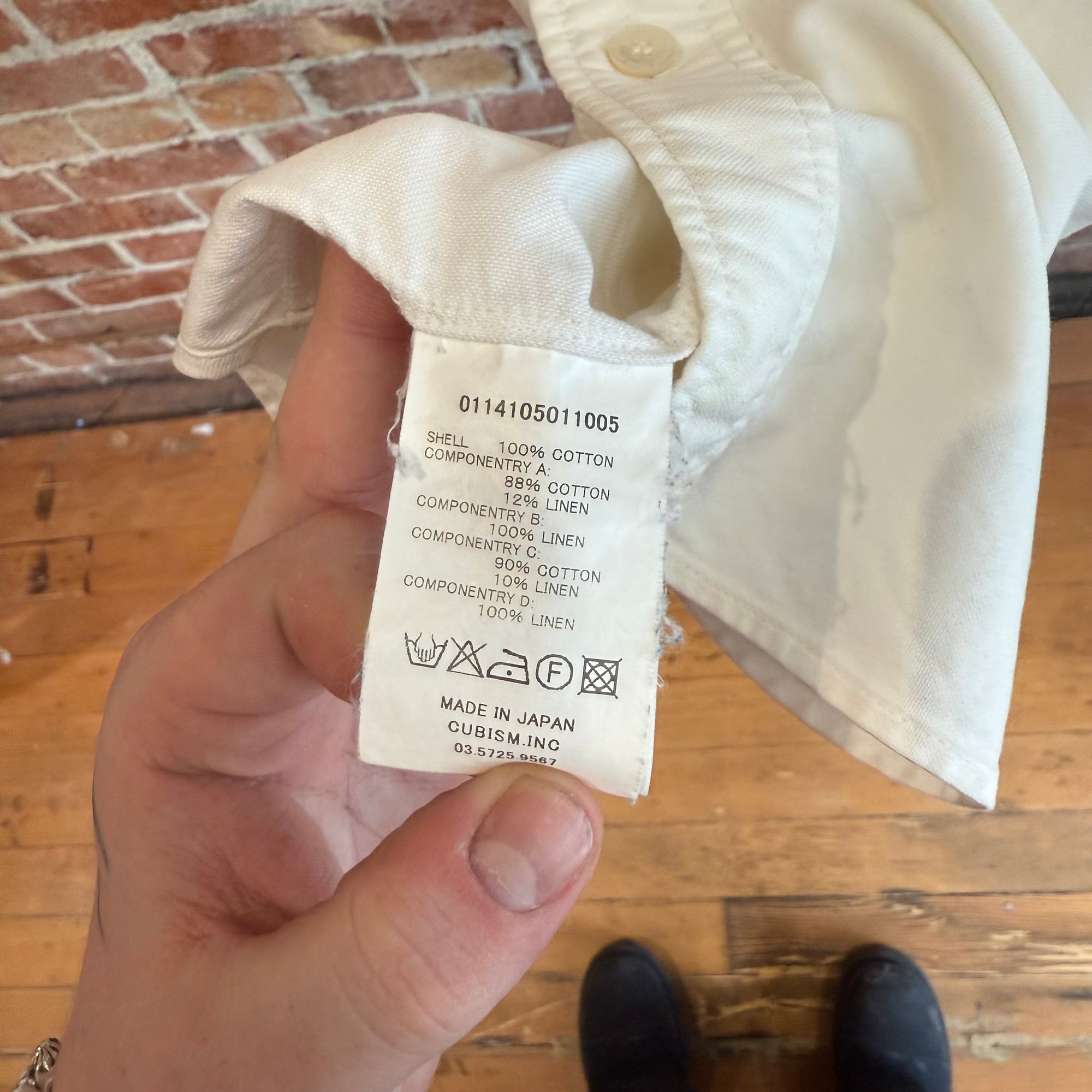 VISVIM CUBISM ELBOW PATCH SHIRT ‘WHITE’