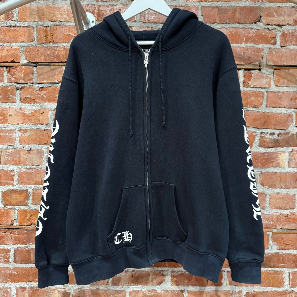 CHROME HEARTS VINTAGE THERMAL HORSESHOE ZIP HOODIE ‘BLACK’