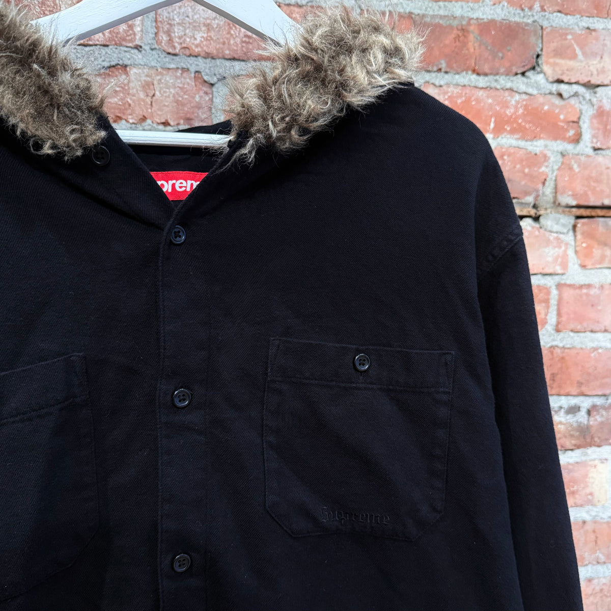 SUPREME FW24 FUR HOODED FLANNEL ‘BLACK’