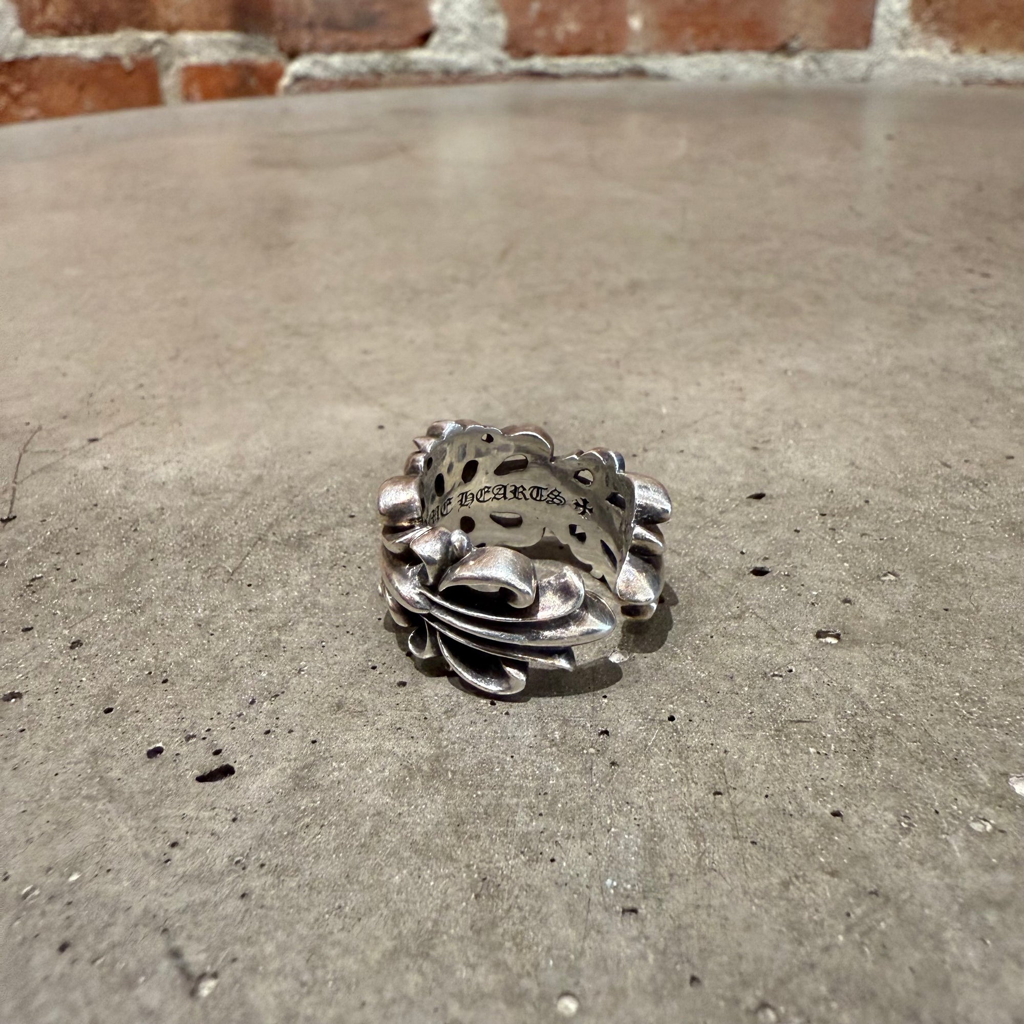 CHROME HEARTS DOUBLE FLORAL RING 'SILVER'