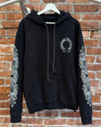 CHROME HEARTS SUNFADED HORSESHOE FLORAL PULLOVER HOODIE ‘BLACK’