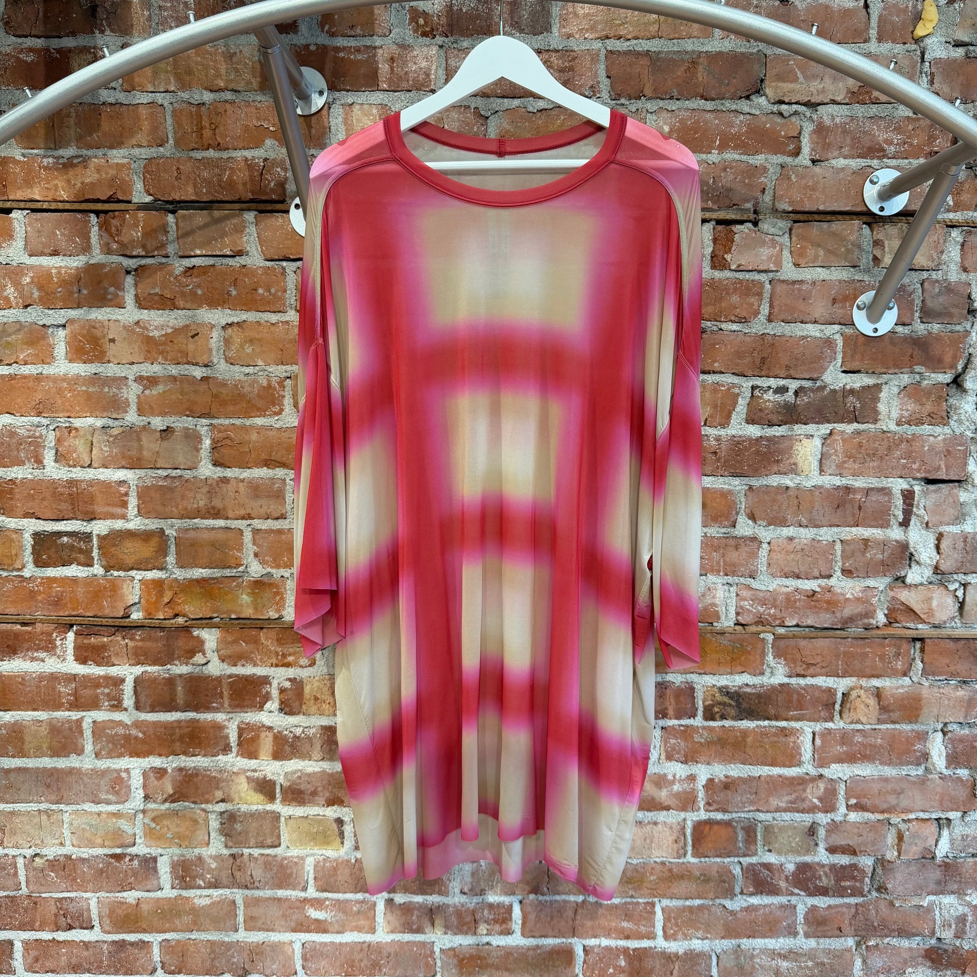 RICK OWENS SS23 EDFU PRINTED CUPROBLEND JERSEY TEE ‘FUCHSIA’