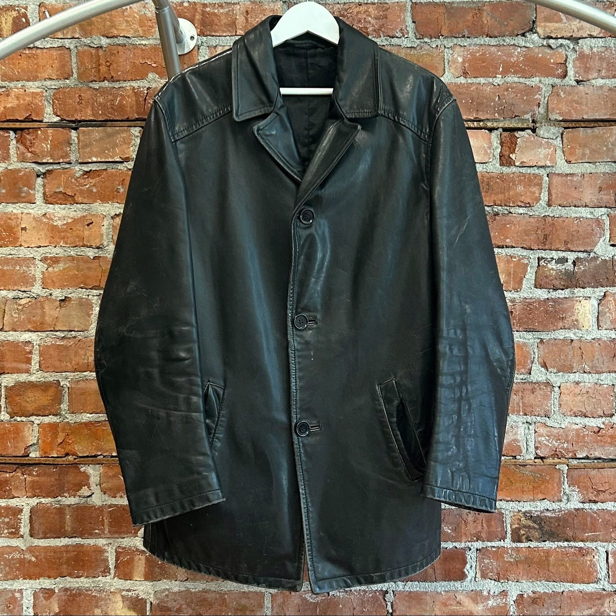 PRADA FW99/00 LEATHER CALFSKIN SHORT COAT ‘BLACK’