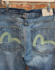 EVISU X PUMA THRASHED STRAIGHT LEG DENIM 'BLUE/MINT'