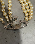 VIVIENNE WESTWOOD XL 2D ORB PEARL CHOKER ‘SILVER’