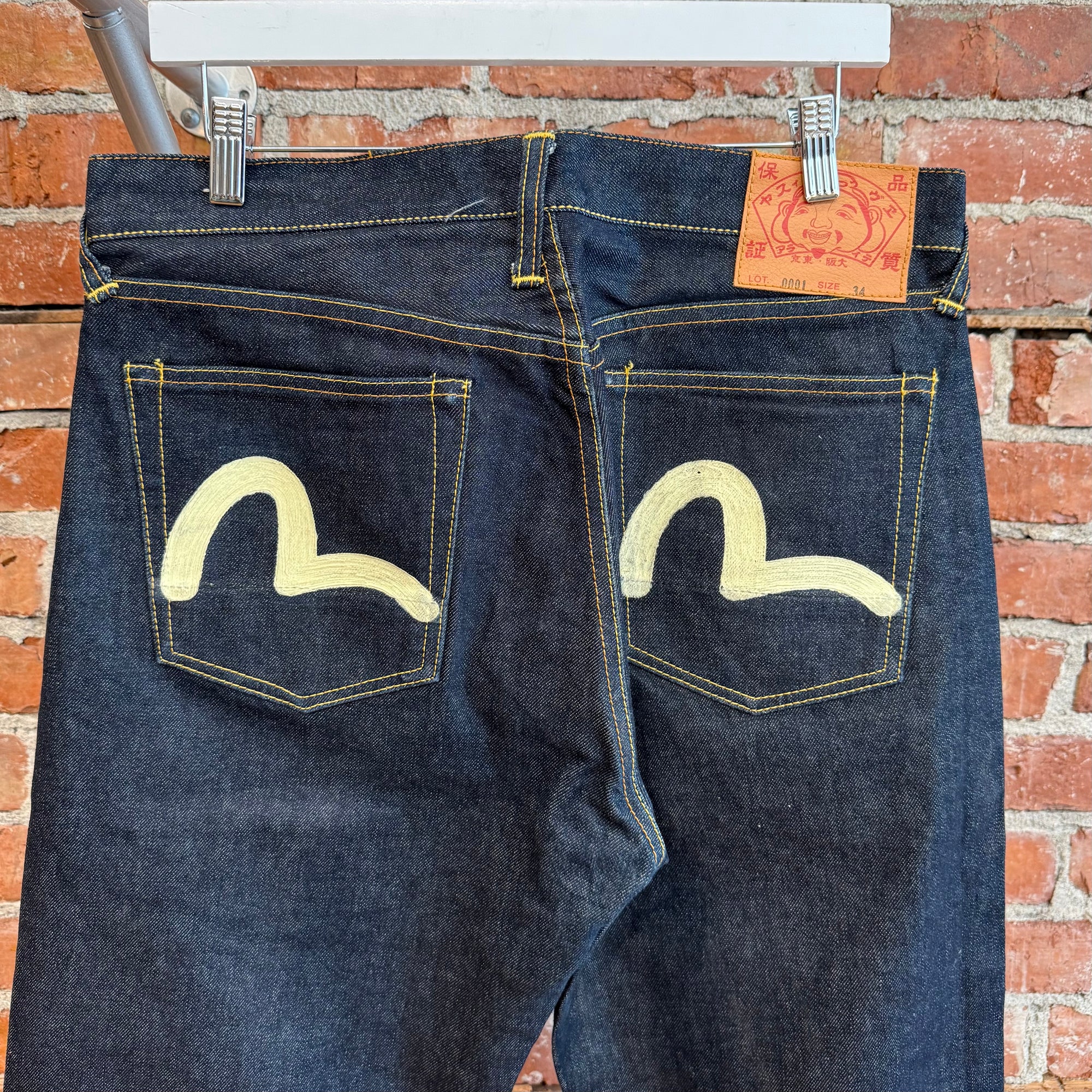 EVISU LOT 0001 SLIM STRAIGHT DENIM 'INDIGO/IVORY'