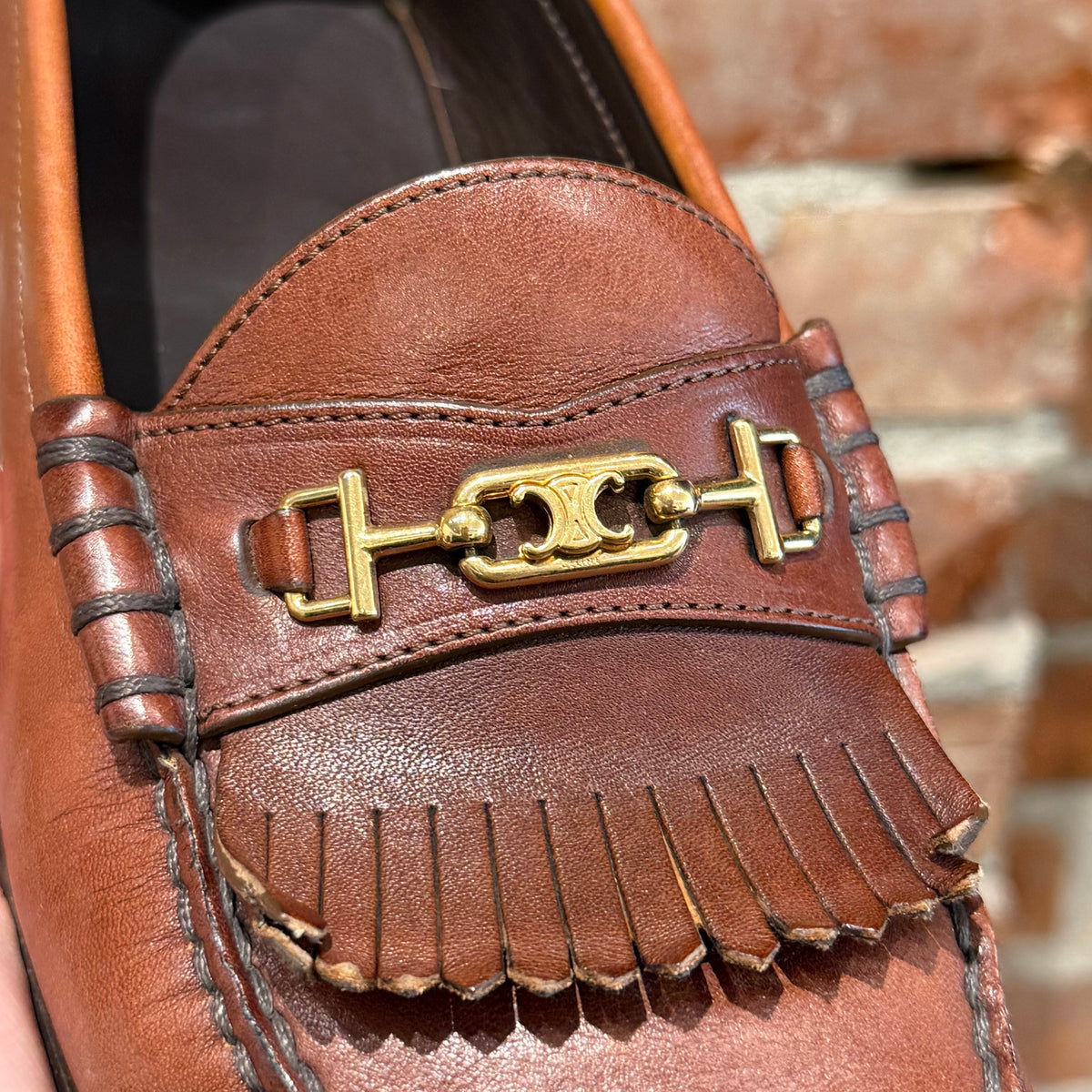 CELINE FRINGE TASSEL LUCO LEATHER LOAFERS ‘BROWN’