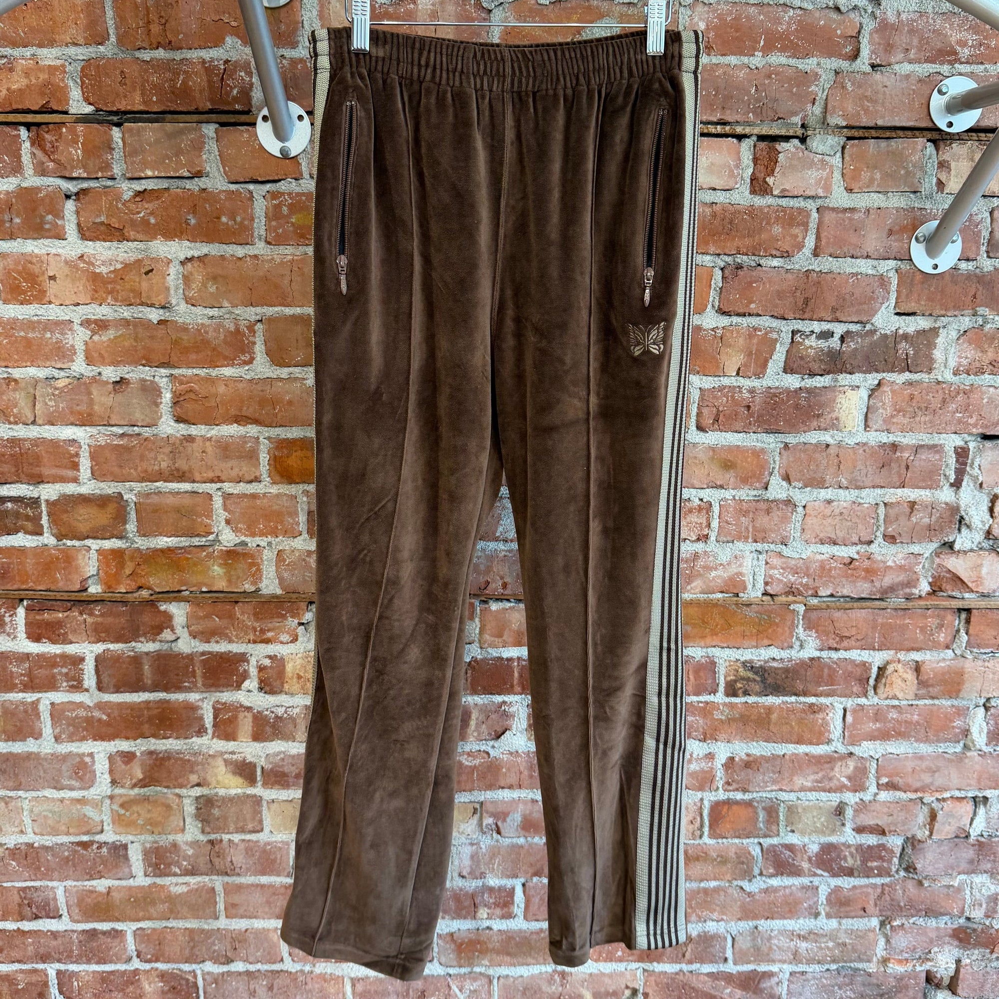 NEEDLES CLASSIC STRAIGHT VELOUR TRACK PANTS ‘BROWN’