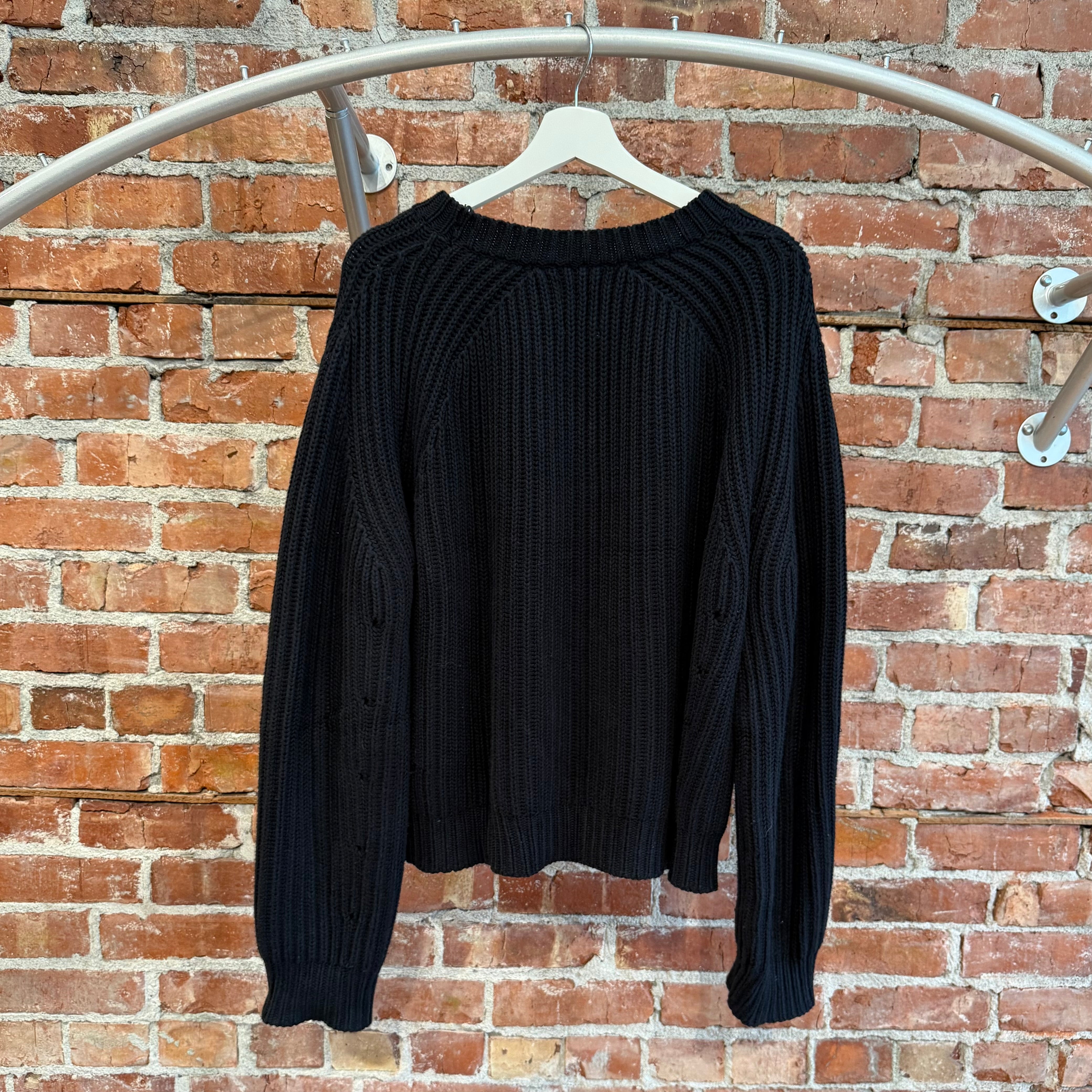 KTWO STUDIOS FISHERMAN KNIT CREWNECK SWEATER 'BLACK' – Sadō Room