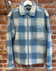 STUSSY SHERPA SHADOW PLAID ZIP JACKET ‘BLUE’