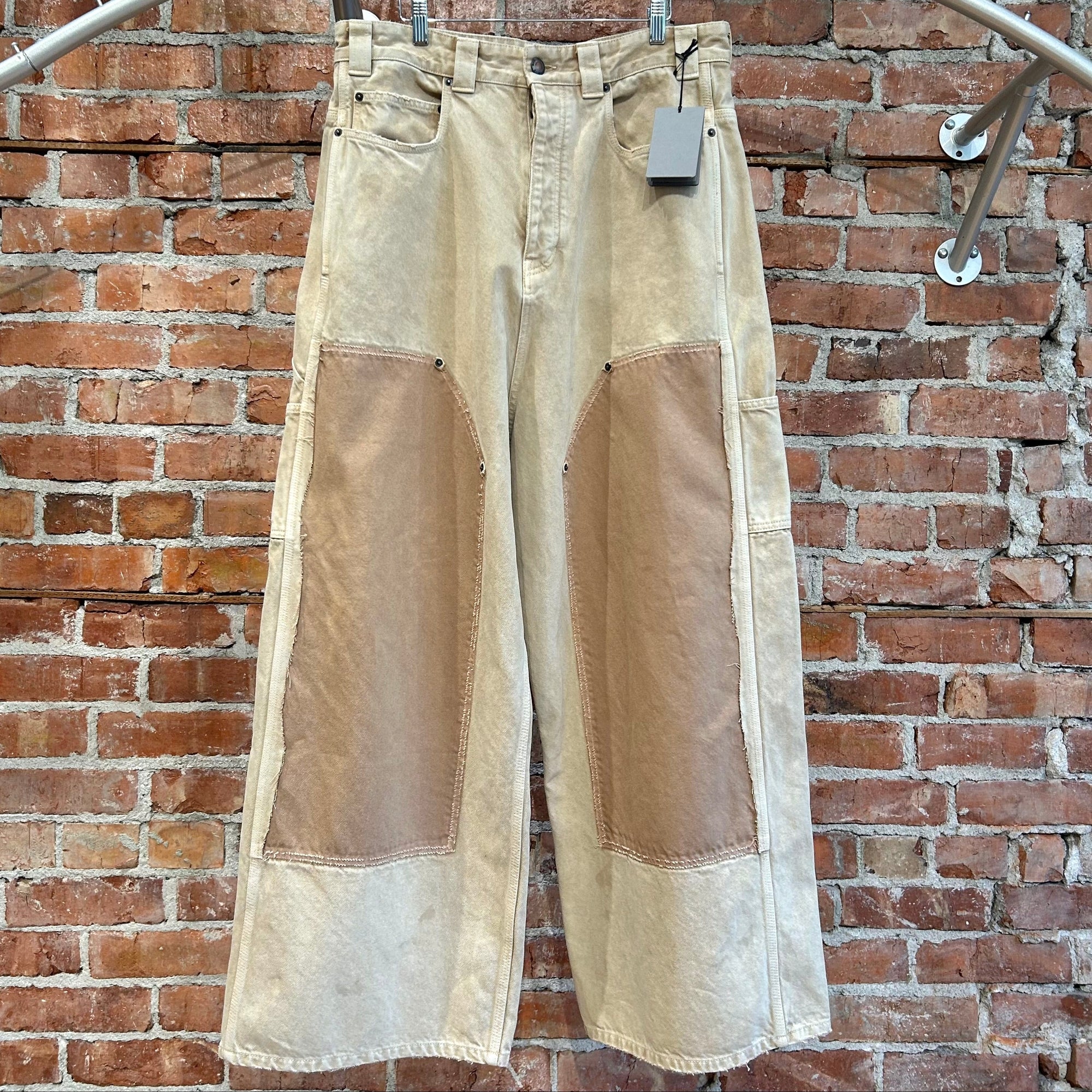 BALENCIAGA FW25 DISTRESSED DOUBLE KNEE CARPENTER PANTS ‘TAN’