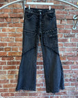 NO FAITH STUDIOS FRAYED FLAIRED JEANS ‘GREY’
