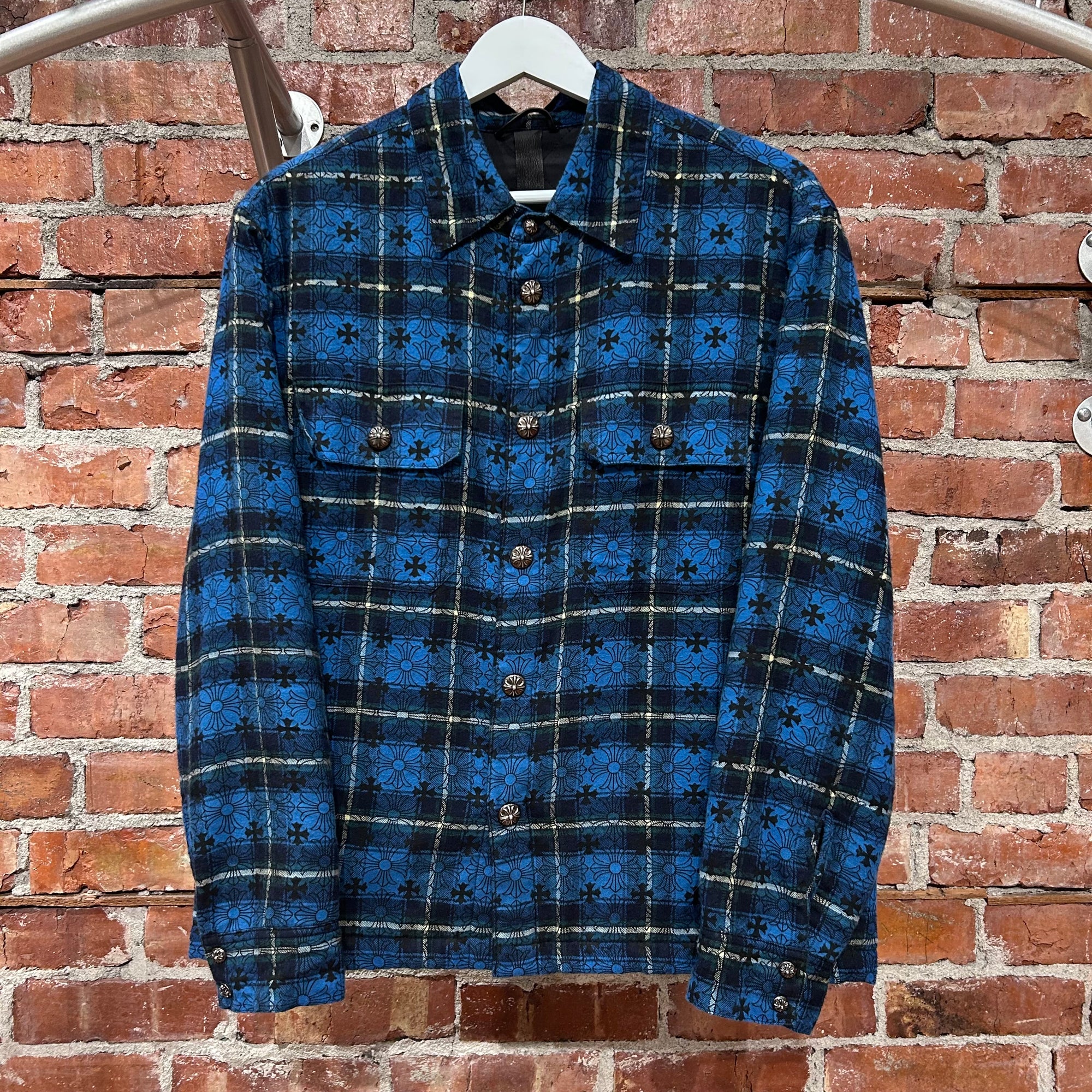 CHROME HEARTS MONOGRAM WORK DOG FLANNEL ‘BLUE’